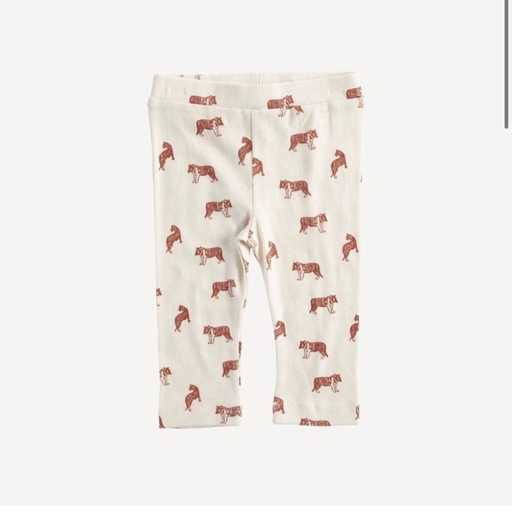 Kate Quinn Classic Leggings Tiny Tiger Scatter Organic Cotton Skinny Rib Size 2T